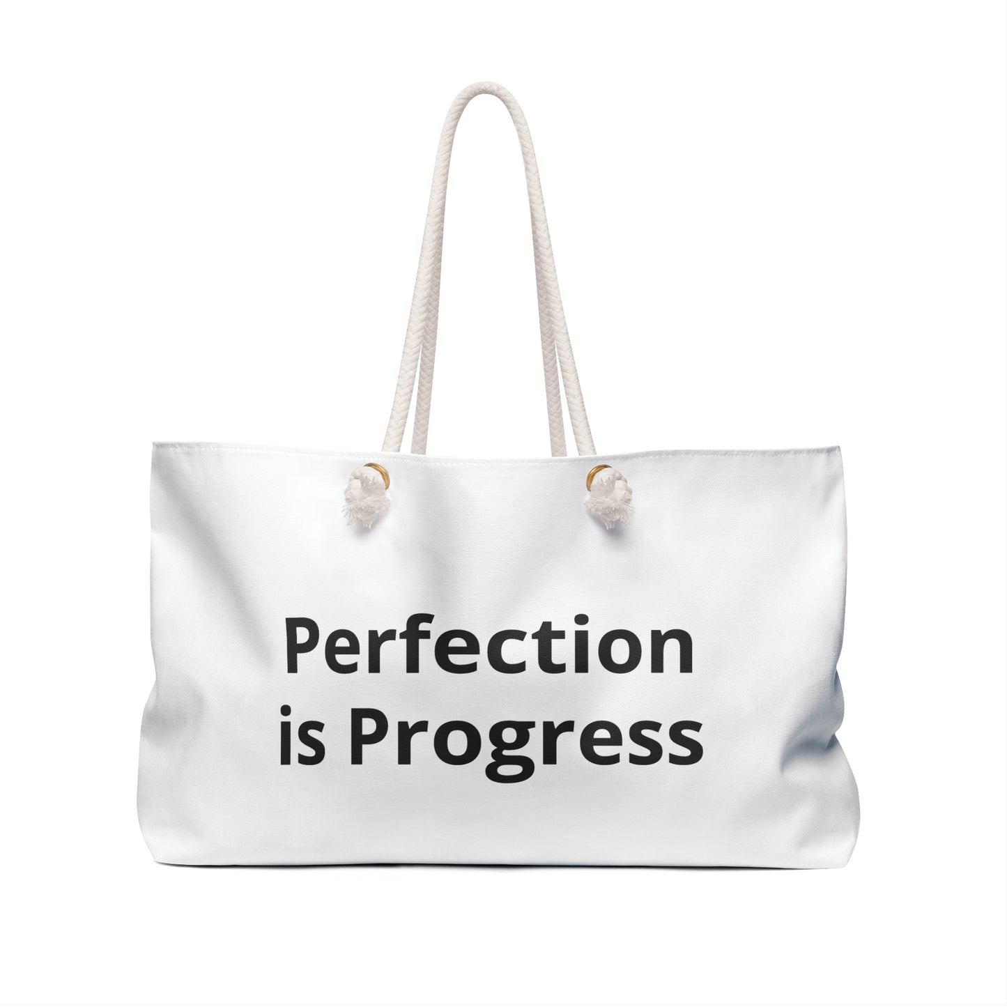 Inspirational Black Women Collage Weekender Bag — "Perfection is Progress" Travel Tote