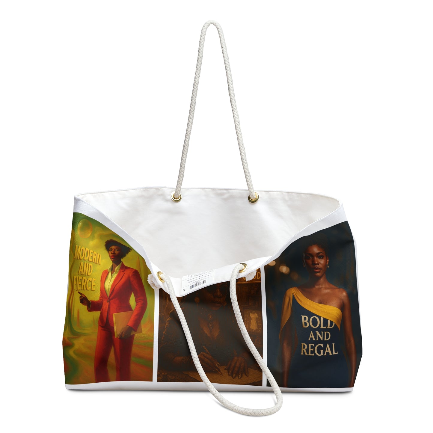 Inspirational Black Women Collage Weekender Bag — "Perfection is Progress" Travel Tote