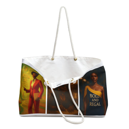 Inspirational Black Women Collage Weekender Bag — "Perfection is Progress" Travel Tote