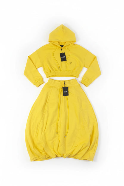 Hoodie Crop Top and Skirt Set